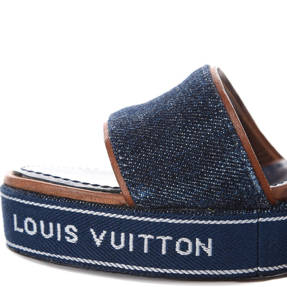 Louis Vuitton Denim Croisiere Wedge Sandals 39 Marine 10 of 11