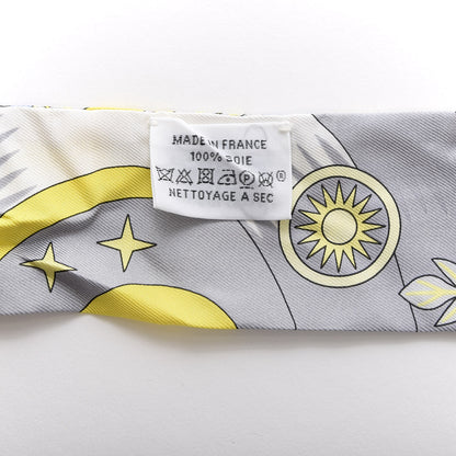 Hermes Silk La Source de Pegase Twilly Jaune Vif Gris Perle 2 of 4