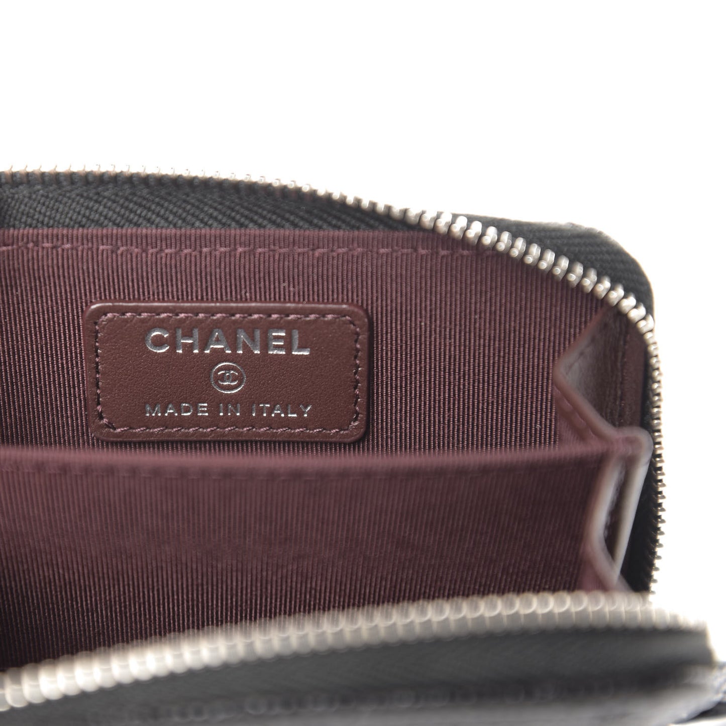 Caviar Quilted Zip Card Holder Black