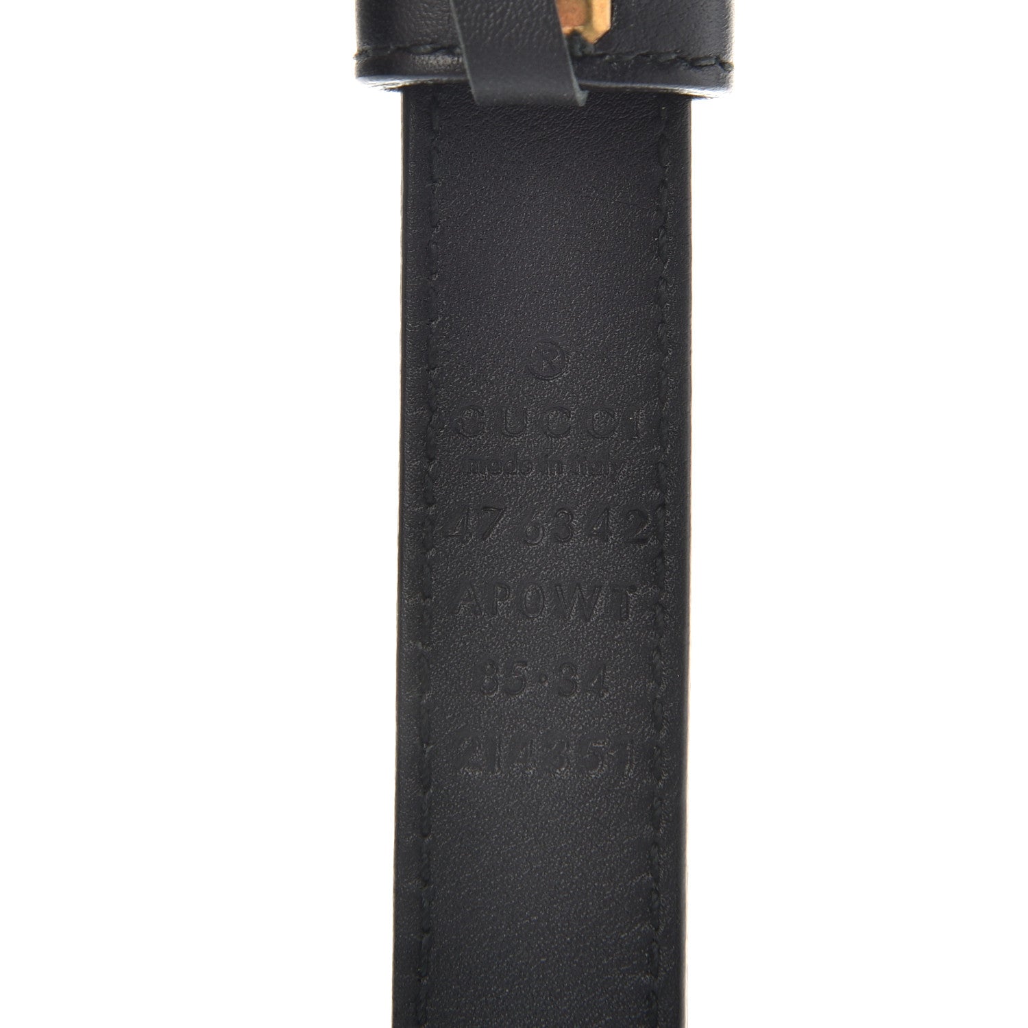 Gucci Calfskin Pearl Double G 20mm Belt 85 34 Black Cream 3 of 6