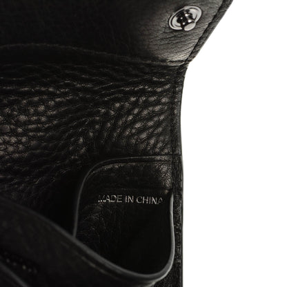 Burberry Signature Grain Calfskin Check Embossed Compact Wallet Black 7 of 8