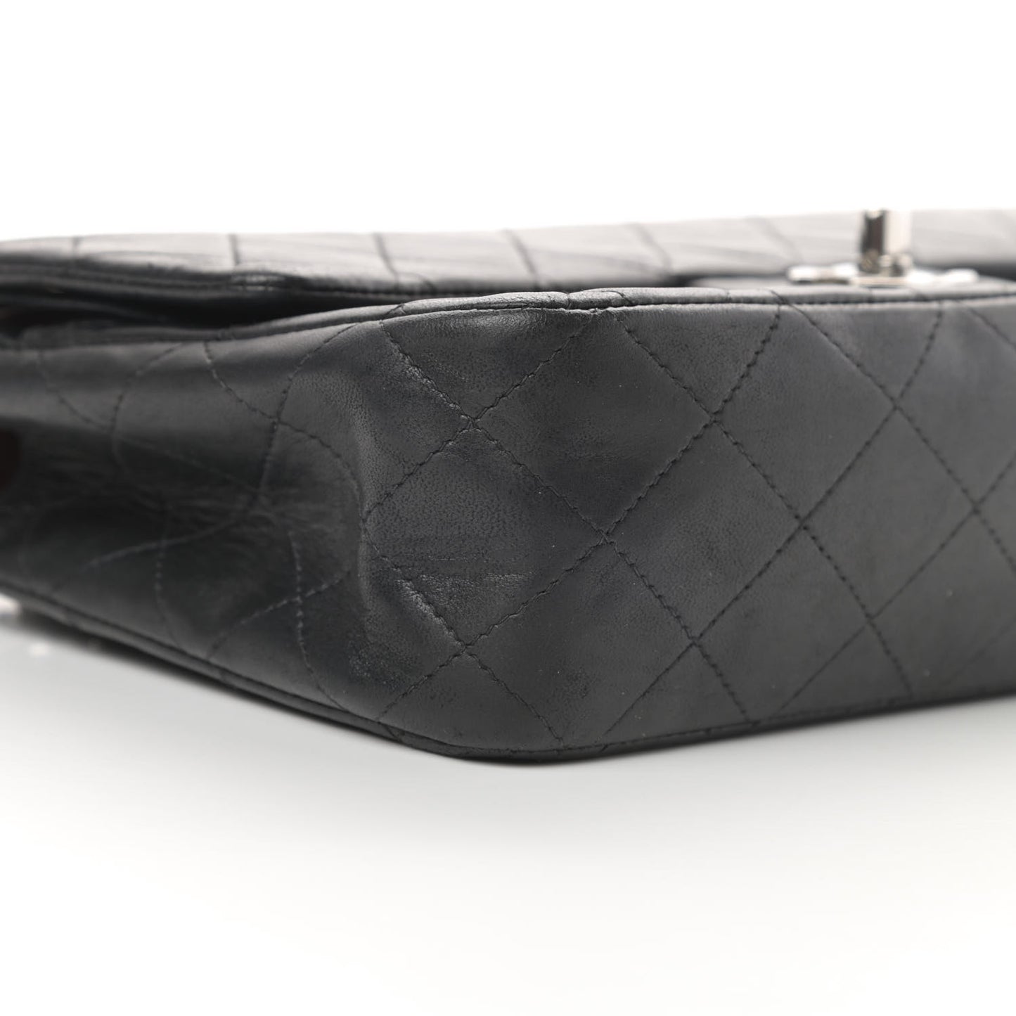 Lambskin Quilted Medium Double Flap Black