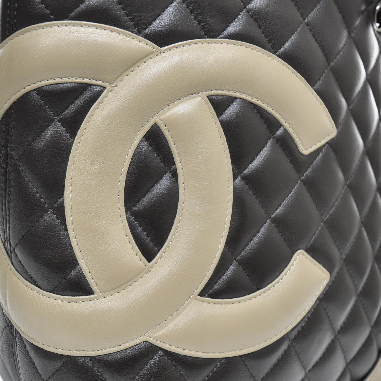 Chanel Calfskin Quilted Medium Cambon Tote Brown Beige 6 of 10