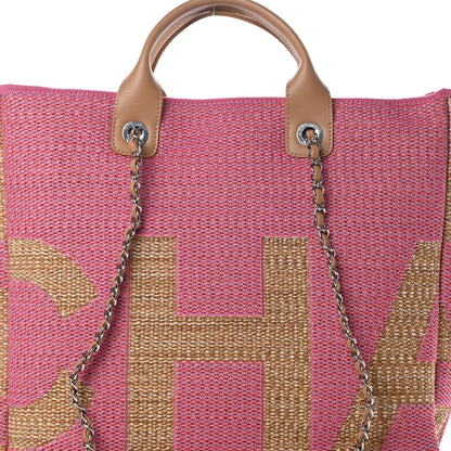 Chanel Mixed Fibers Large Shopping Bag Pink Beige 8 of 10
