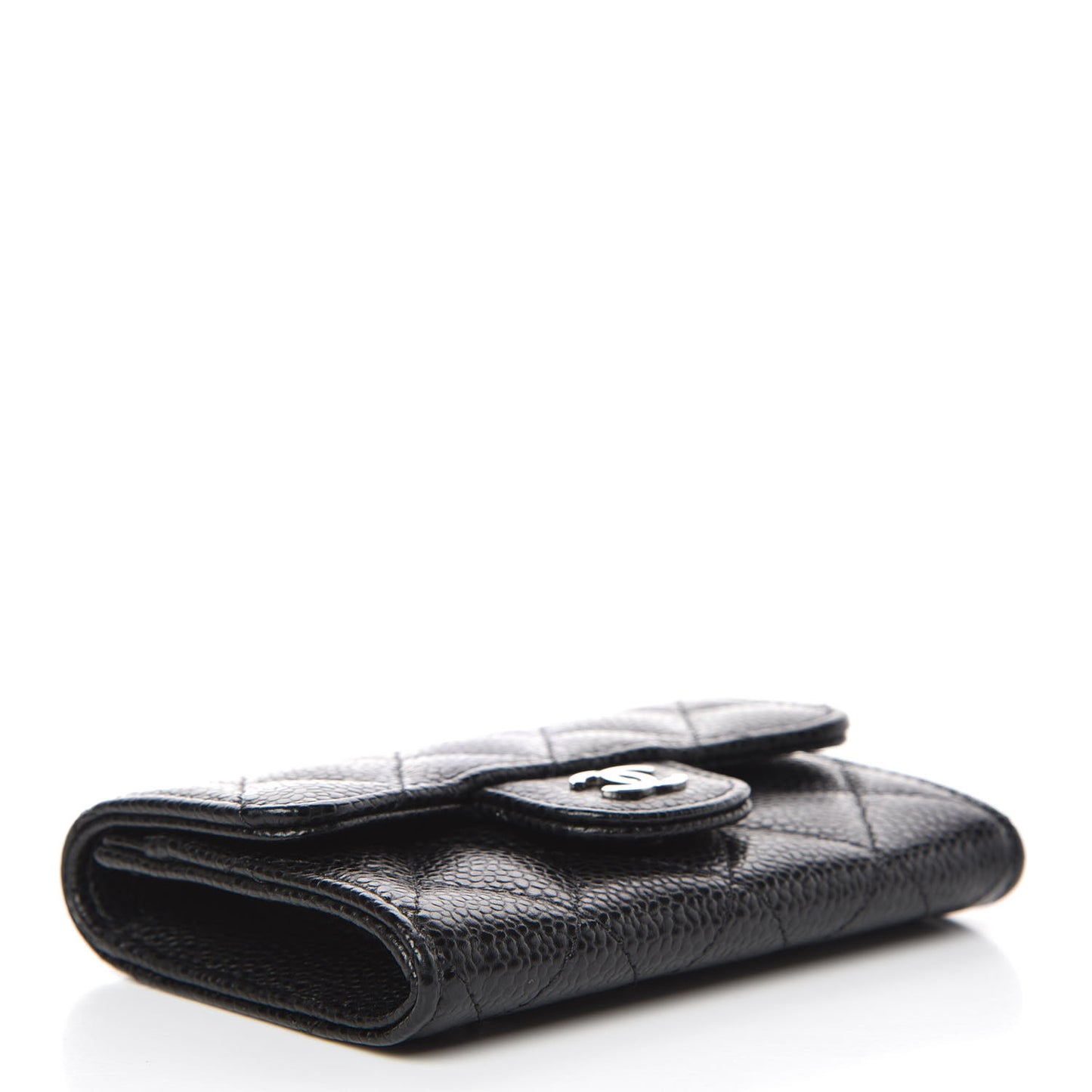 Caviar Quilted Flap Card Holder Black