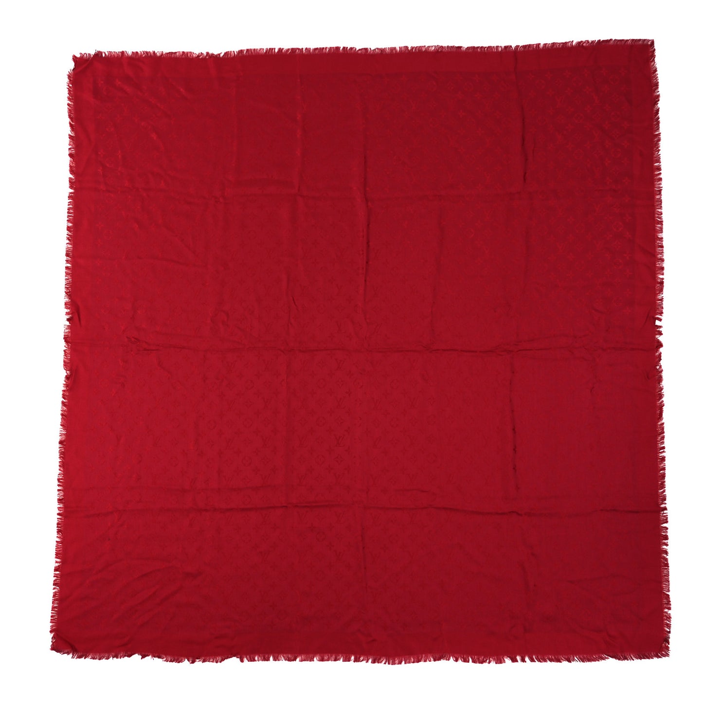 Wool Silk Monogram Denim Shawl Pomme D'Amour