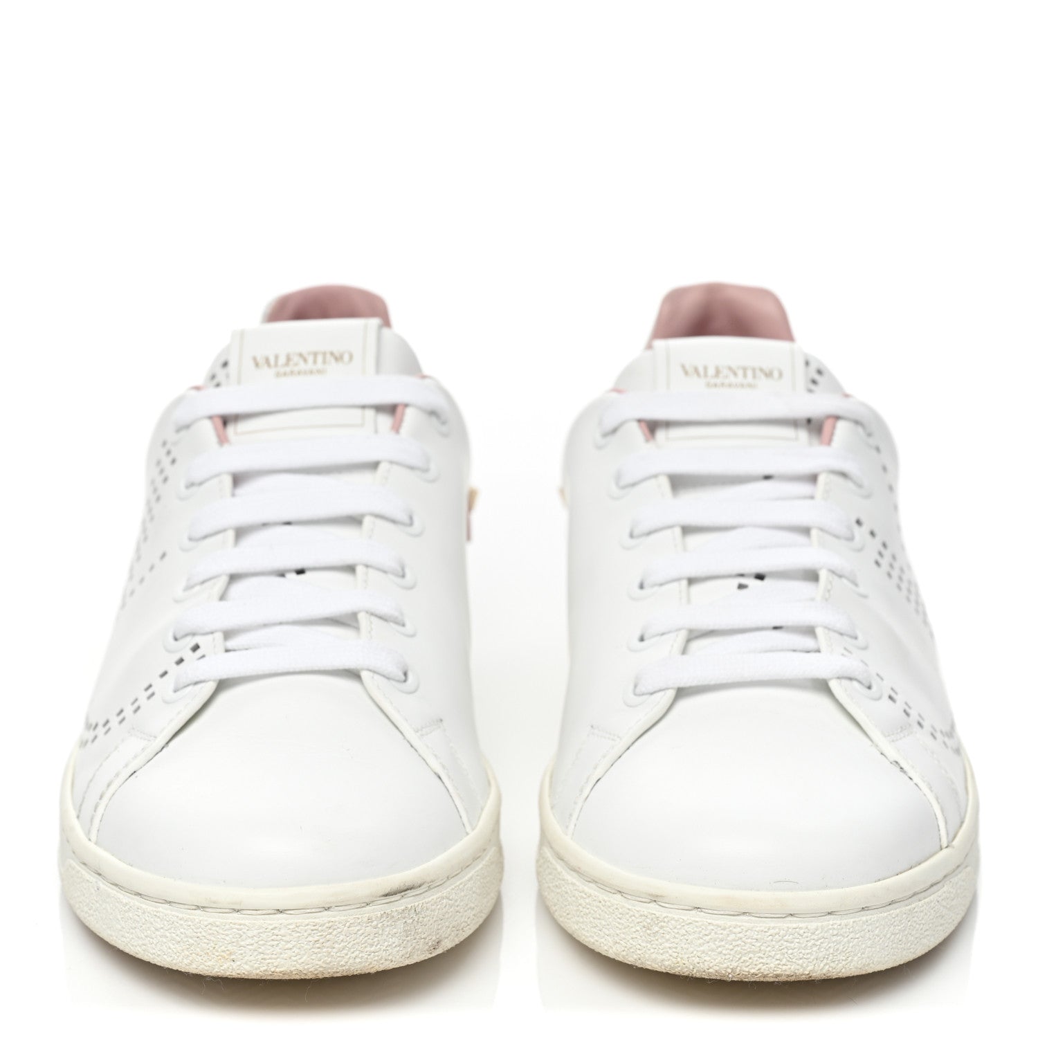 Valentino Garavani Calfskin Womens Backnet Sneakers 38 White Pink 2 of 12