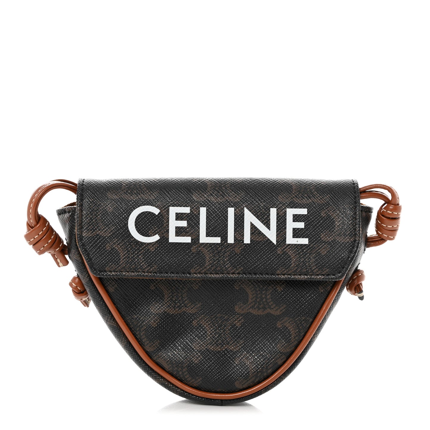 Triomphe Canvas Mini Triangle Crossbody Bag Tan
