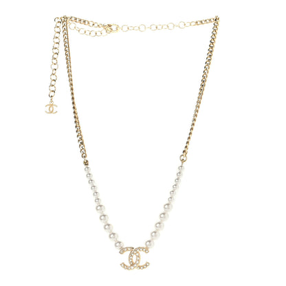 Chanel Pearl Crystal CC Short Necklace Gold 3 of 5