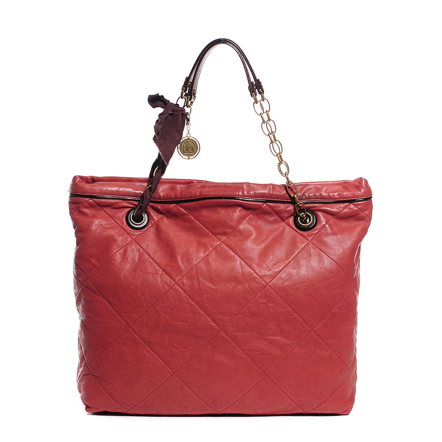 Lanvin Lambskin Quilted Amalia Cabas Tote Cherry 1 of 6
