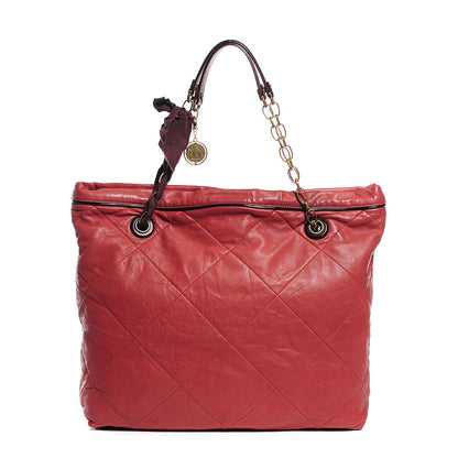 Lanvin Lambskin Quilted Amalia Cabas Tote Cherry 1 of 6
