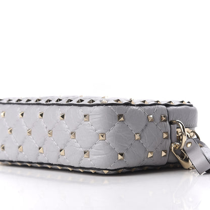 Valentino Garavani Craquele Nappa Rockstud Spike Camera Crossbody Bag Pastel Grey 7 of 9
