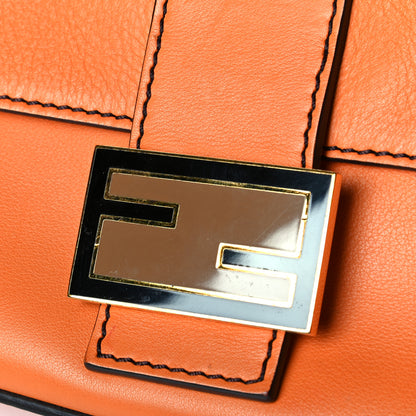 Fendi Vitello Flamingo Enamel Interchangeable Strap Baguette Orange Black Tobacco 5 of 7