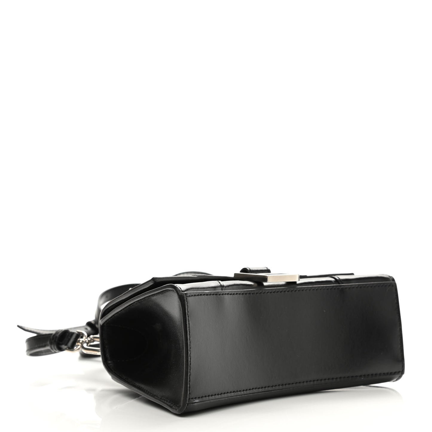 Box Calfskin Graffiti Logo Hourglass Top Handle Bag XS Black Silver