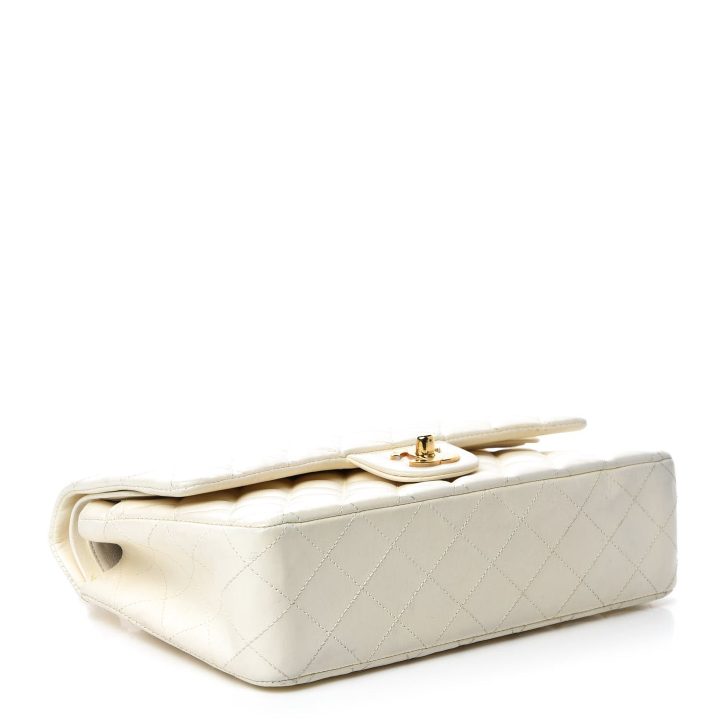 Lambskin Quilted Medium Double Flap White