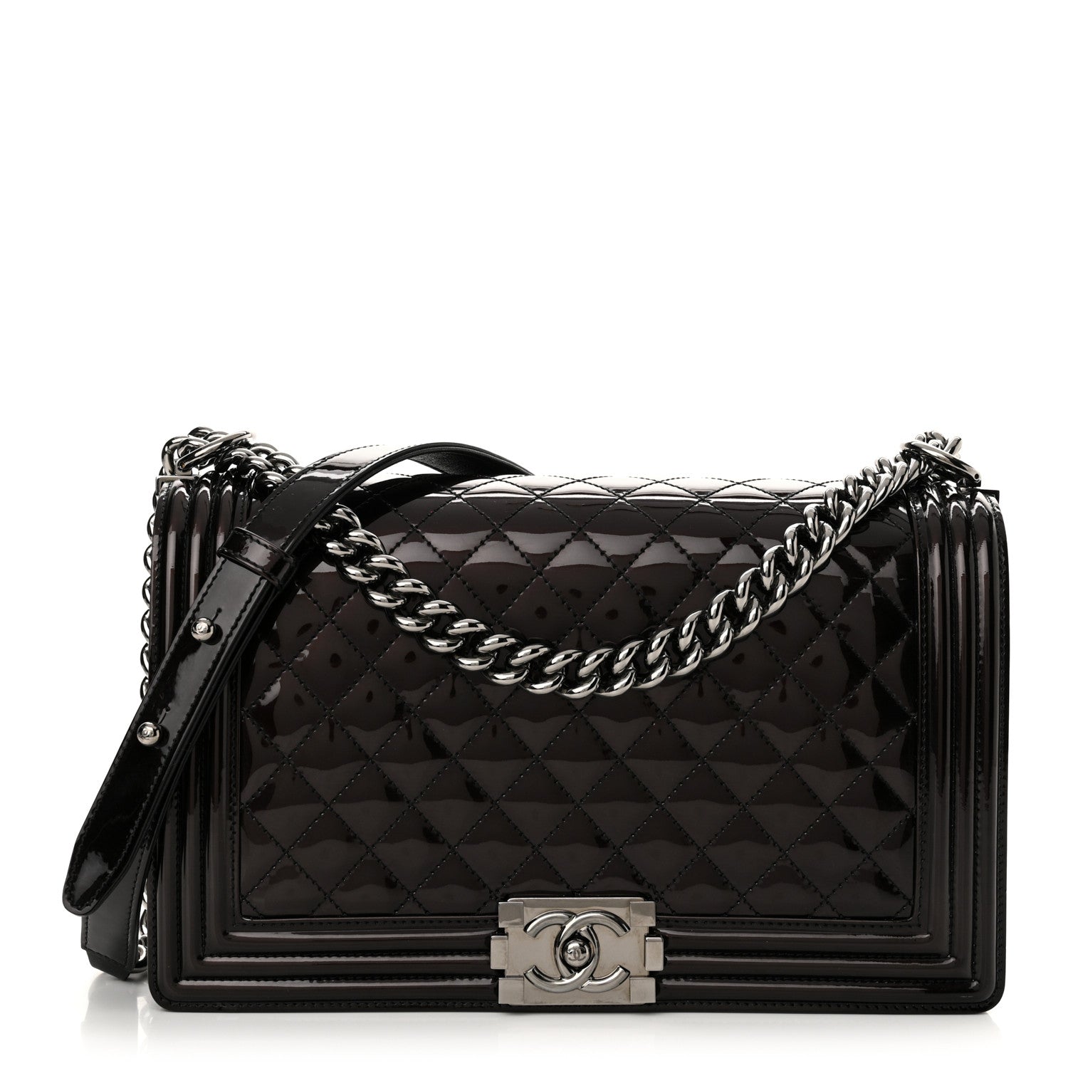 Chanel Patent Calfskin New Medium Boy Flap Burgundy 1 of 11