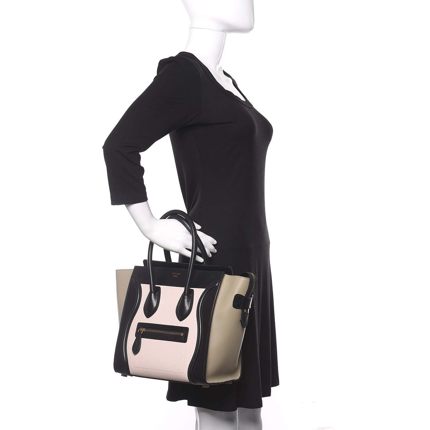 Celine Goatskin Smooth Calfskin Micro Tri-Color Luggage Olive 2 of 9
