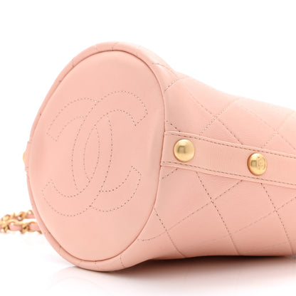Chanel Calfskin Tweed Small CC Chain Bucket Drawstring Bag Light Pink 10 of 10