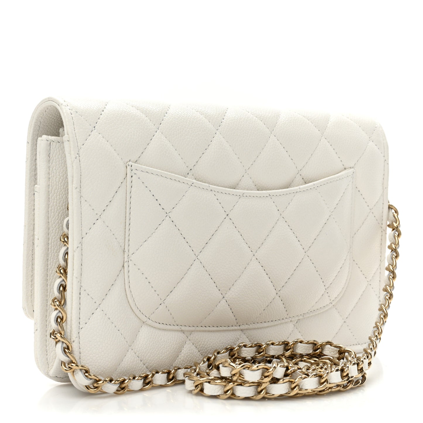 Caviar Quilted Wallet On Chain WOC White