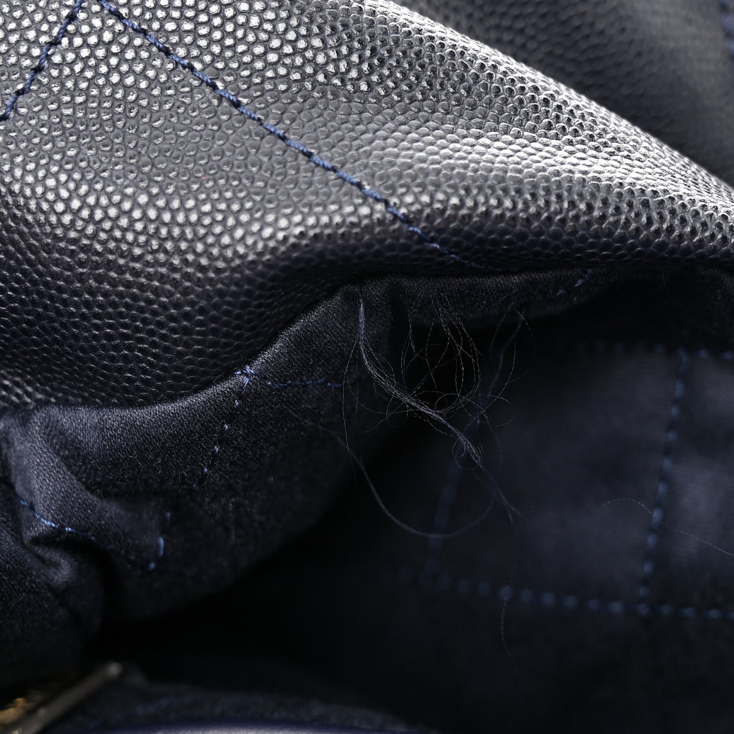 Shiny Caviar Quilted Small Chanel 22 Dark Blue
