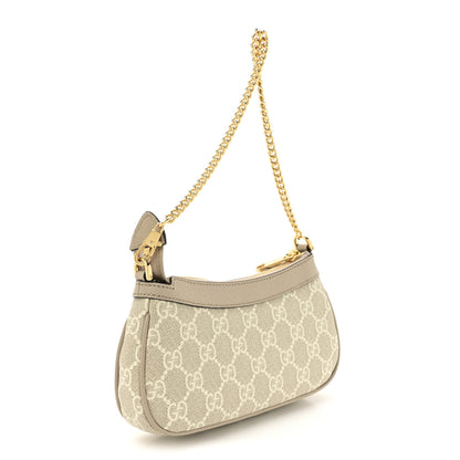 Gucci GG Supreme Monogram Textured Dollar Calfskin Web Mini Ophidia GG Handbag Beige Mystic White Oatmeal 3 of 11