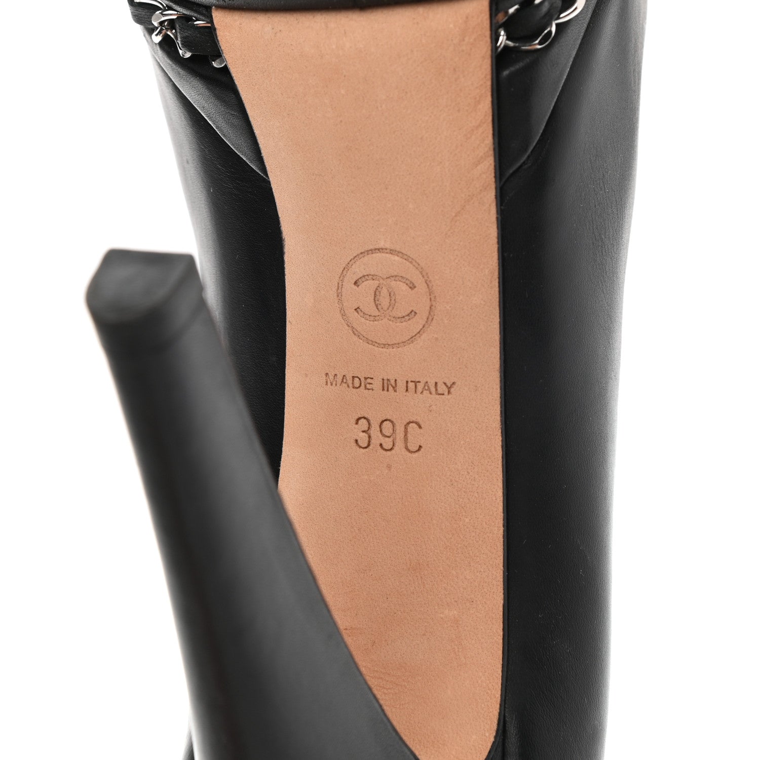 Chanel Calfskin CC Cap Toe Platform Chain Pumps 39 Black 6 of 9