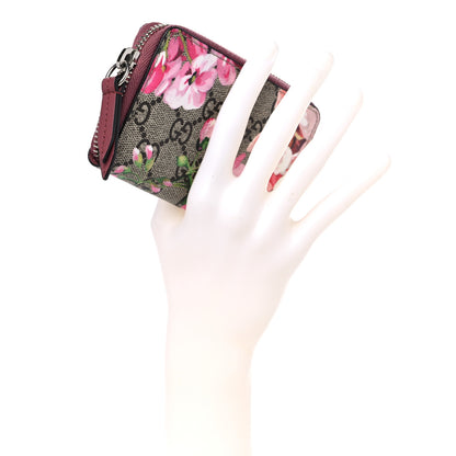 Gucci GG Supreme Monogram Blooms Zip Around Card Case Wallet Beige Multicolor Dry Rose 2 of 7