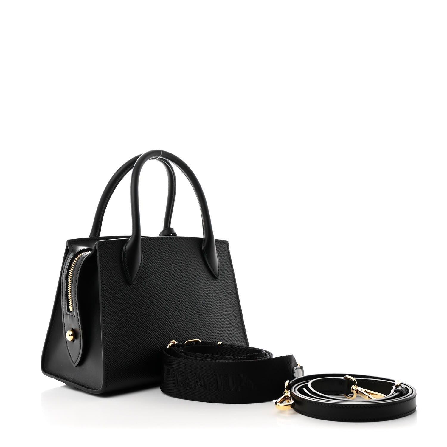 Prada Saffiano Cuir Calfskin Small Kristen Black 3 of 10