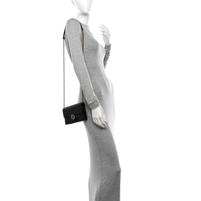 Gucci Dollar Calfskin Interlocking G Chain Wallet Black 2 of 11