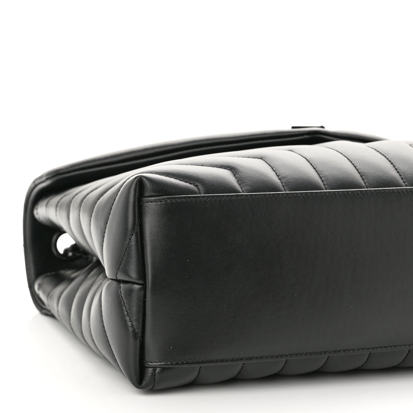 Calfskin Y Quilted Monogram Monochrome Medium Loulou Chain Satchel Black