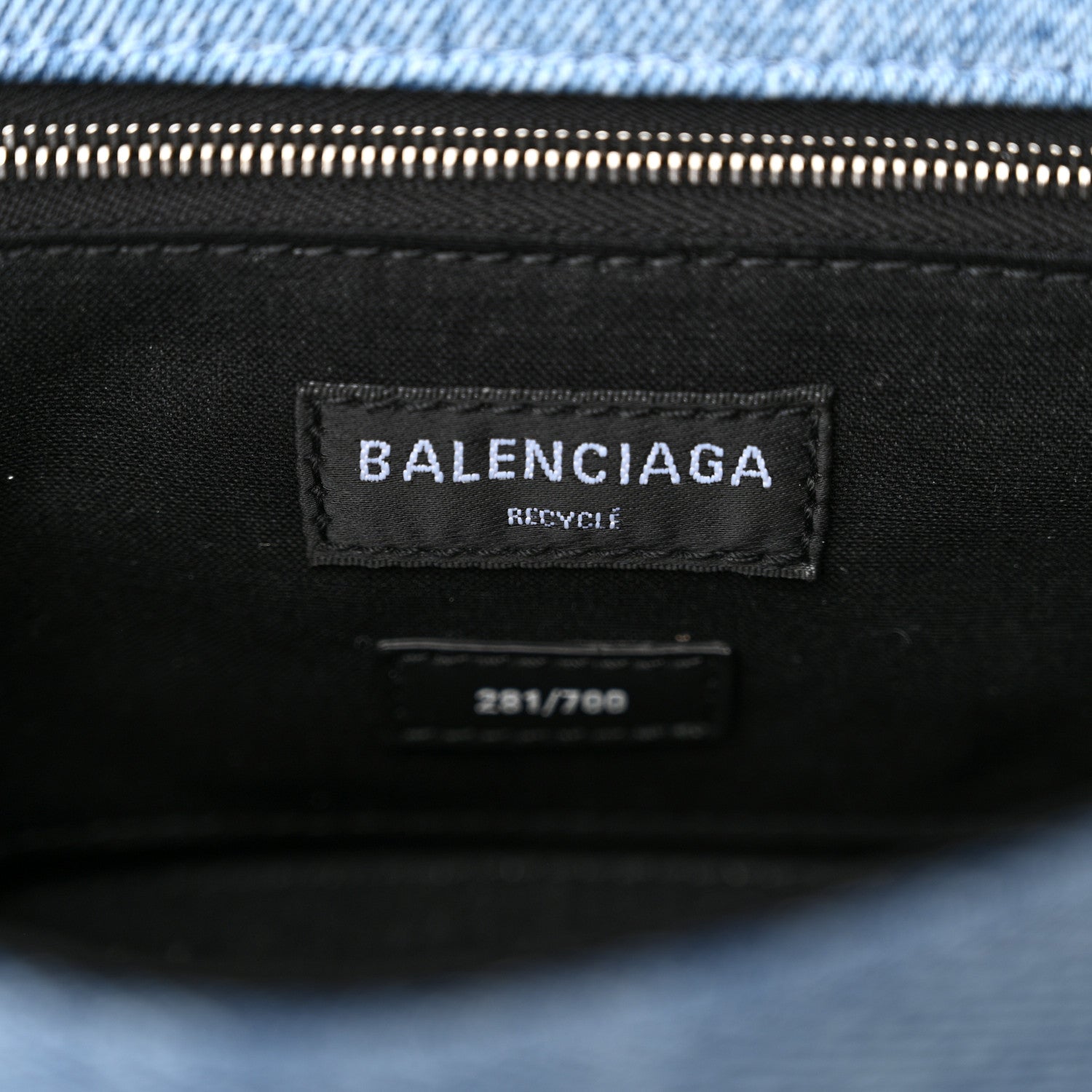 Balenciaga Denim Patchwork Small Hourglass Top Handle Bag Washed Blue 8 of 13