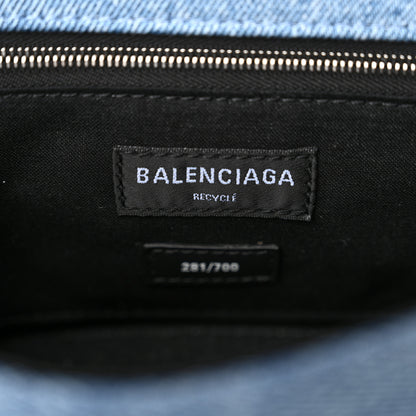 Balenciaga Denim Patchwork Small Hourglass Top Handle Bag Washed Blue 8 of 13