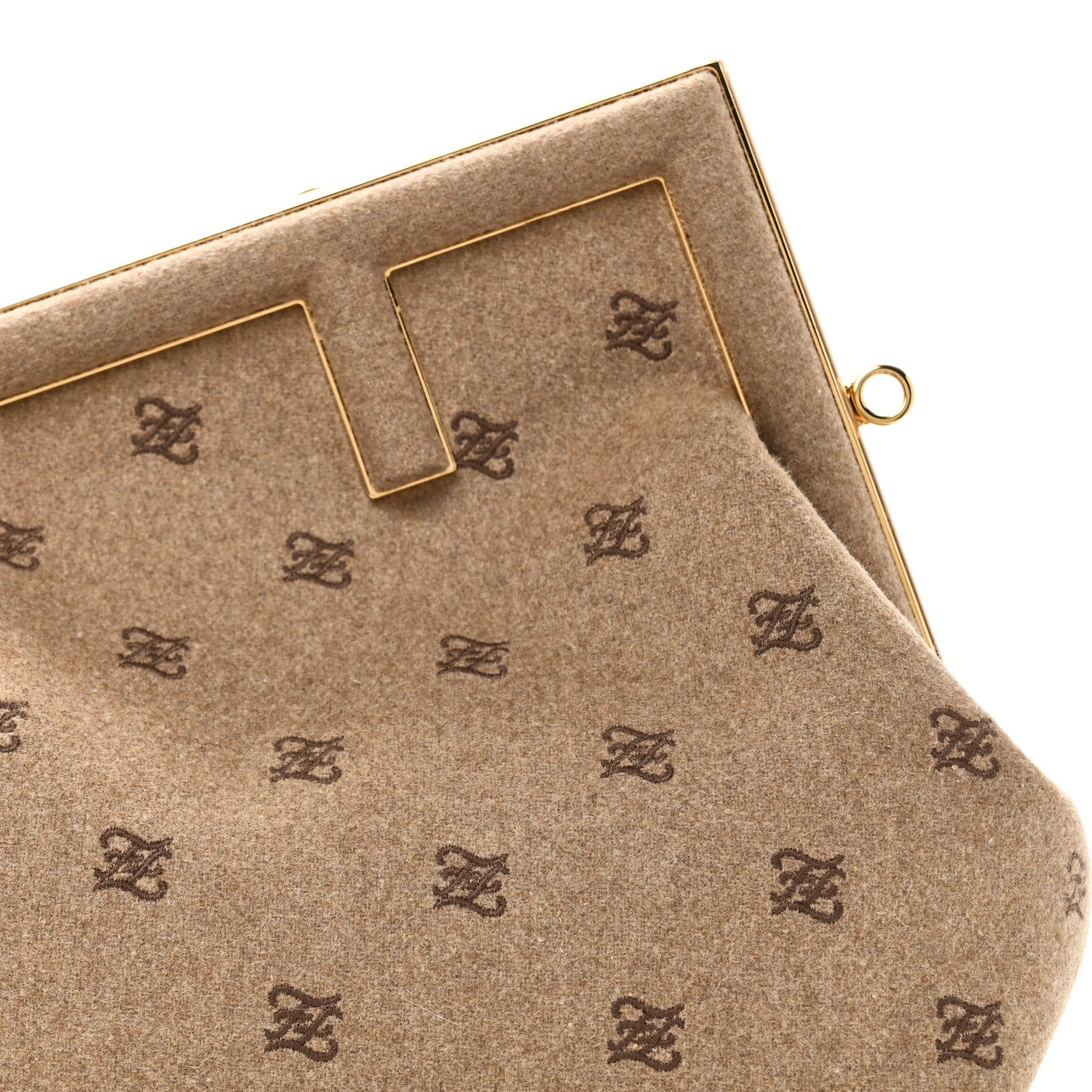 Fendi Flannel Karligraphy Embroidered Medium Fendi First Camel