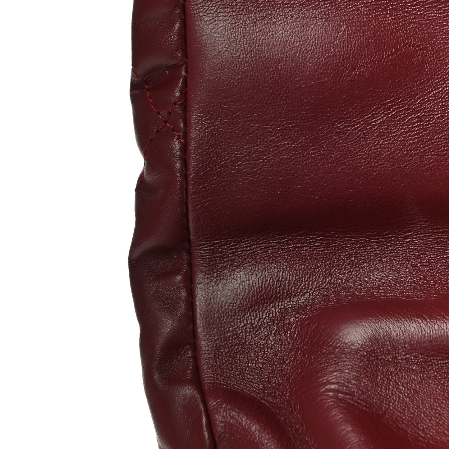 Nappa Calfskin Quilted Touch B Puffy Clutch Dark Red