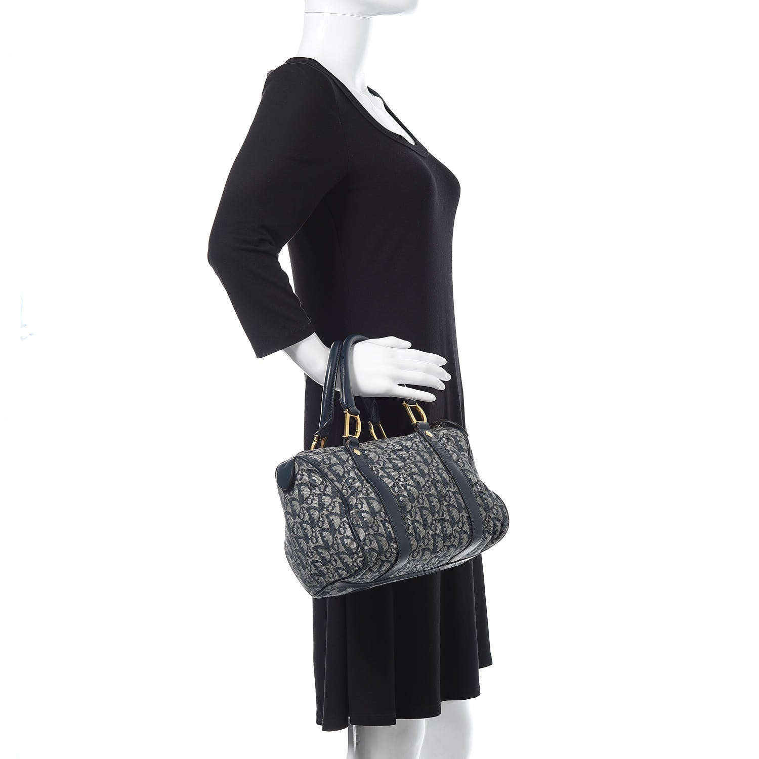Christian Dior Monogram Boston Navy Blue 2 of 15