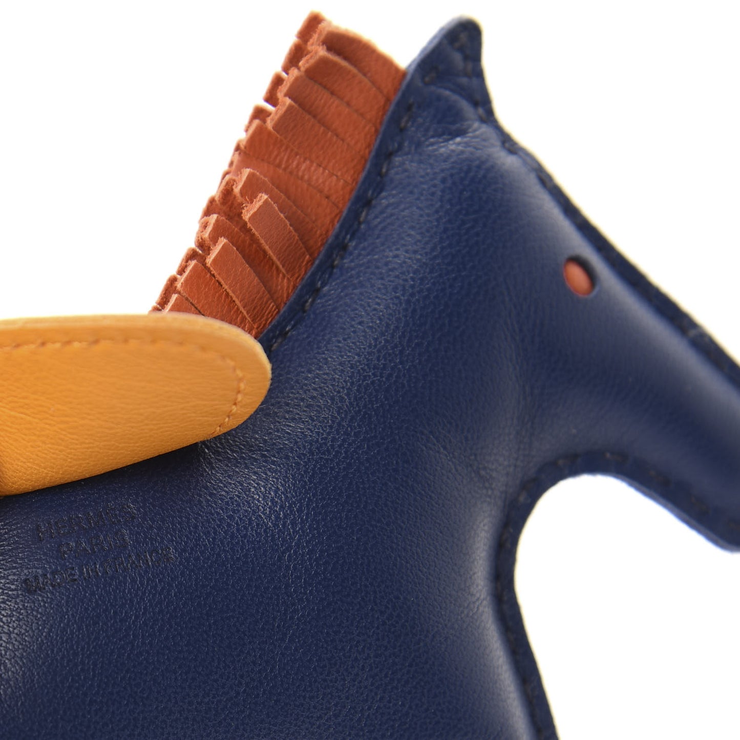 Milo Lambskin Grigri Rodeo Horse Bag Charm MM Bleu de Malte Cornaline Jaune D'Or