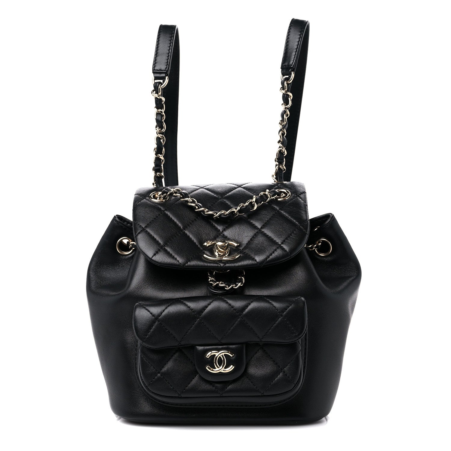 Chanel Lambskin Quilted Small Duma Drawstring Backpack Black 1 of 10