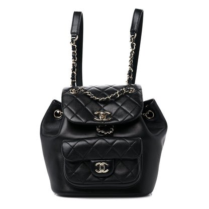 Chanel Lambskin Quilted Small Duma Drawstring Backpack Black 1 of 10