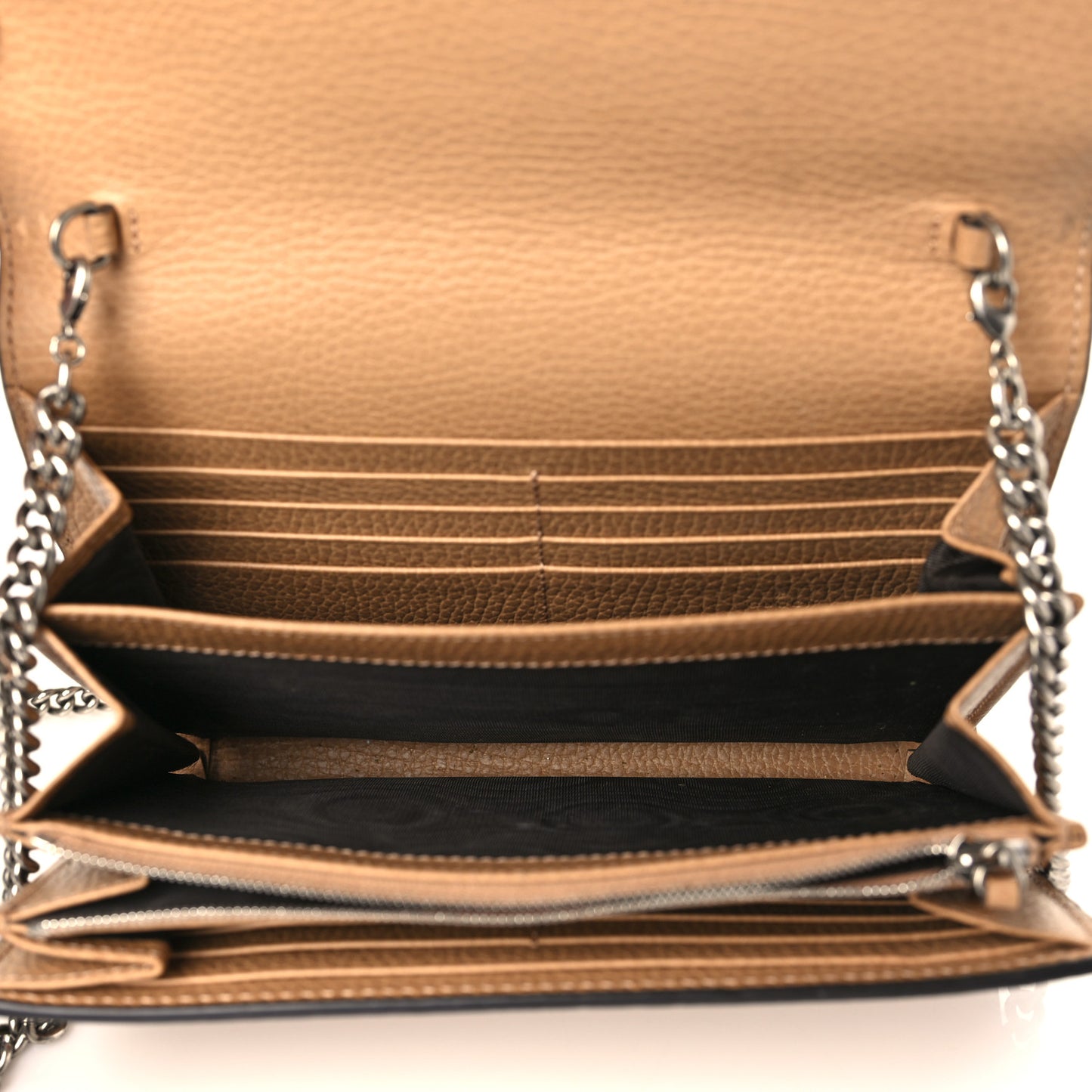 Dollar Calfskin Crystal Mini Dionysus Chain Wallet Natural Tan Black Diamond