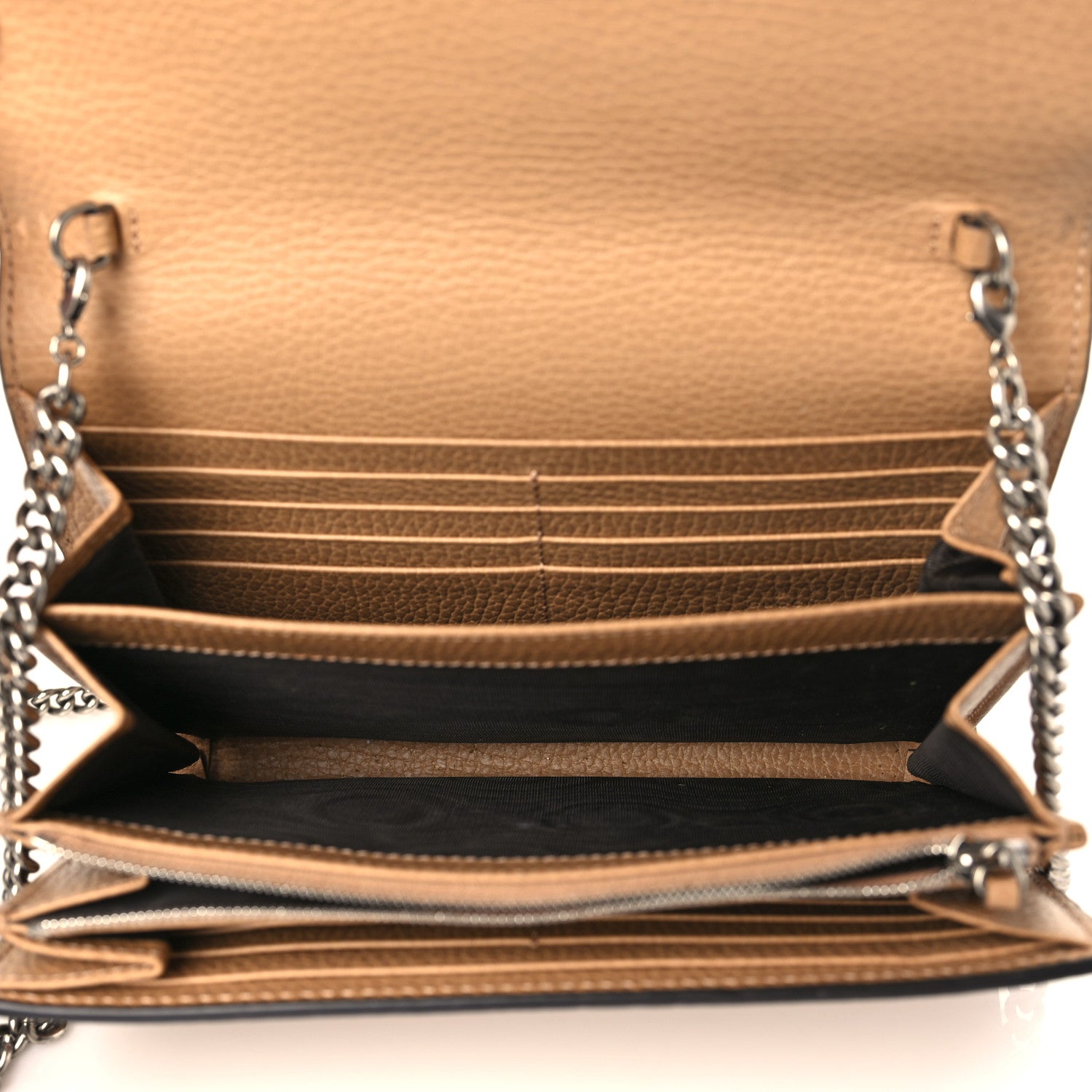 Gucci Dollar Calfskin Crystal Mini Dionysus Chain Wallet Natural Tan Black Diamond 5 of 11
