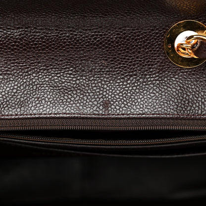 Chanel Caviar Vertical Quilted Jumbo Single Flap Brown 12 of 12