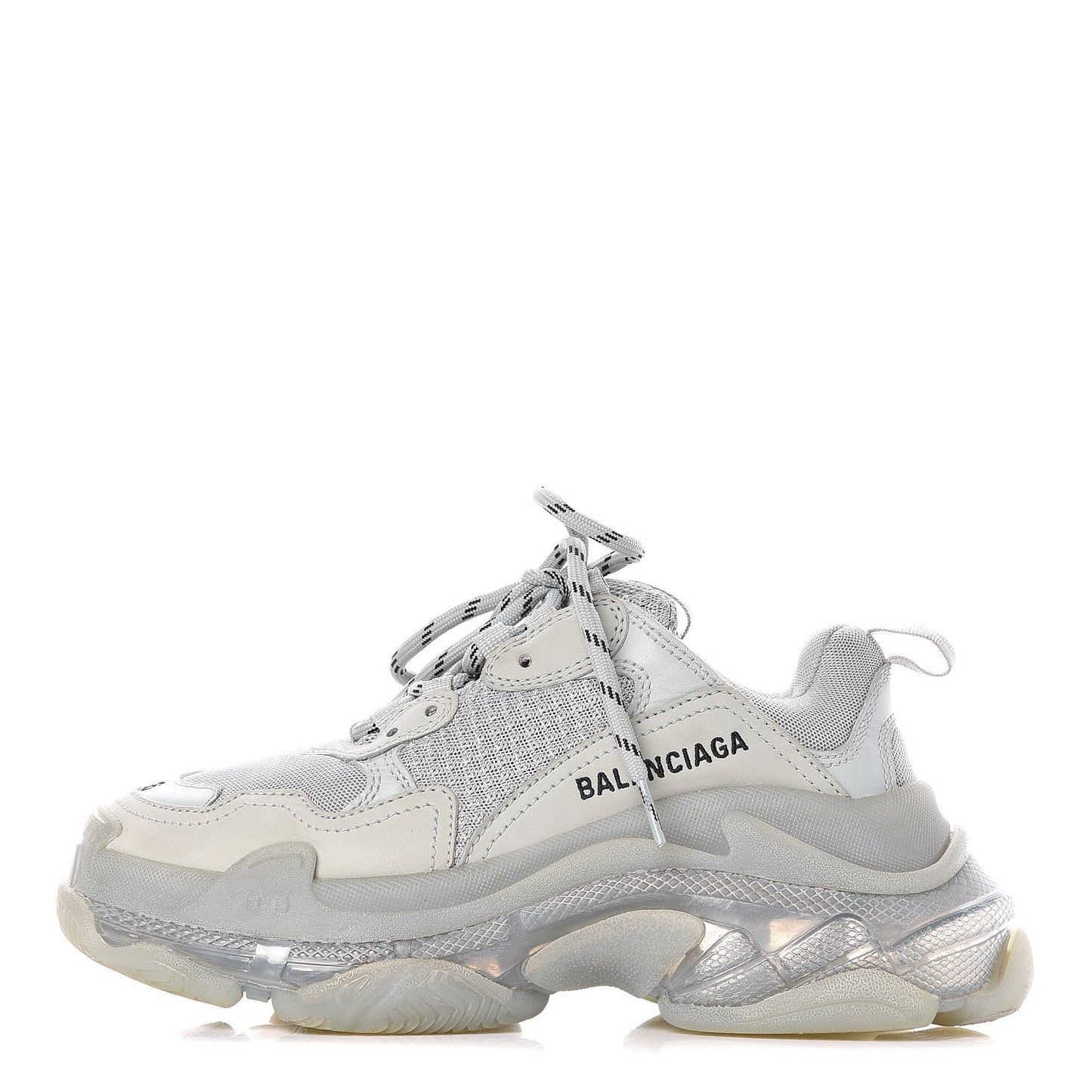 Fabric Mesh Clear Sole Womens Triple S Sneakers 36 Pearl Grey