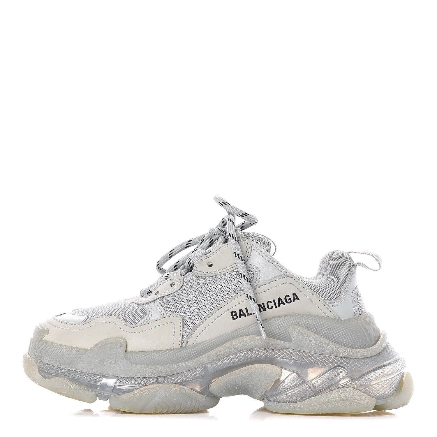 Balenciaga Fabric Mesh Clear Sole Womens Triple S Sneakers 36 Pearl Grey 1 of 8