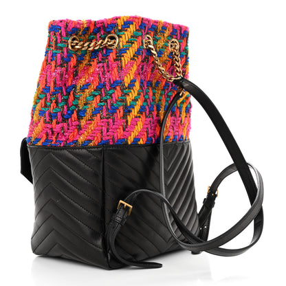 Saint Laurent Tweed Lambskin Matelasse Monogram Joe Backpack Black Rosso Multicolor 3 of 10