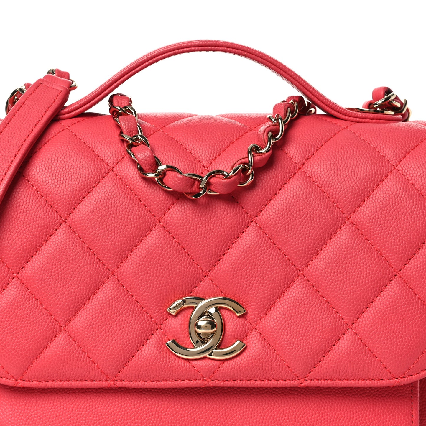 Caviar Quilted Small Business Affinity Flap Dark Pink