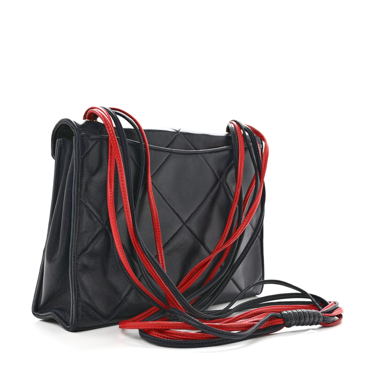 Chanel Lambskin Quilted Patchwork Camera Bag Navy Red 3 of 14