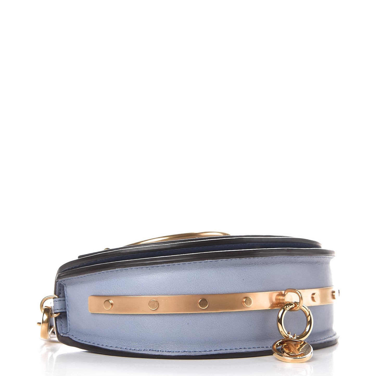 Calfskin Small Nile Bracelet Minaudiere Bag Washed Blue