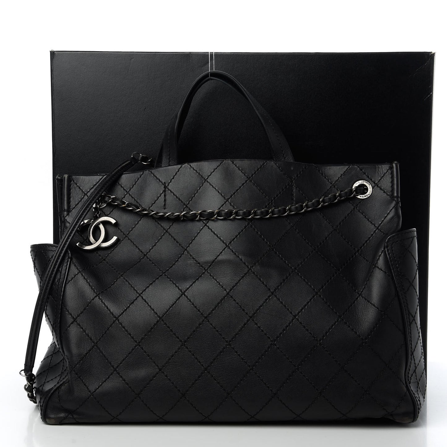 Calfskin CC Pocket Tote Black