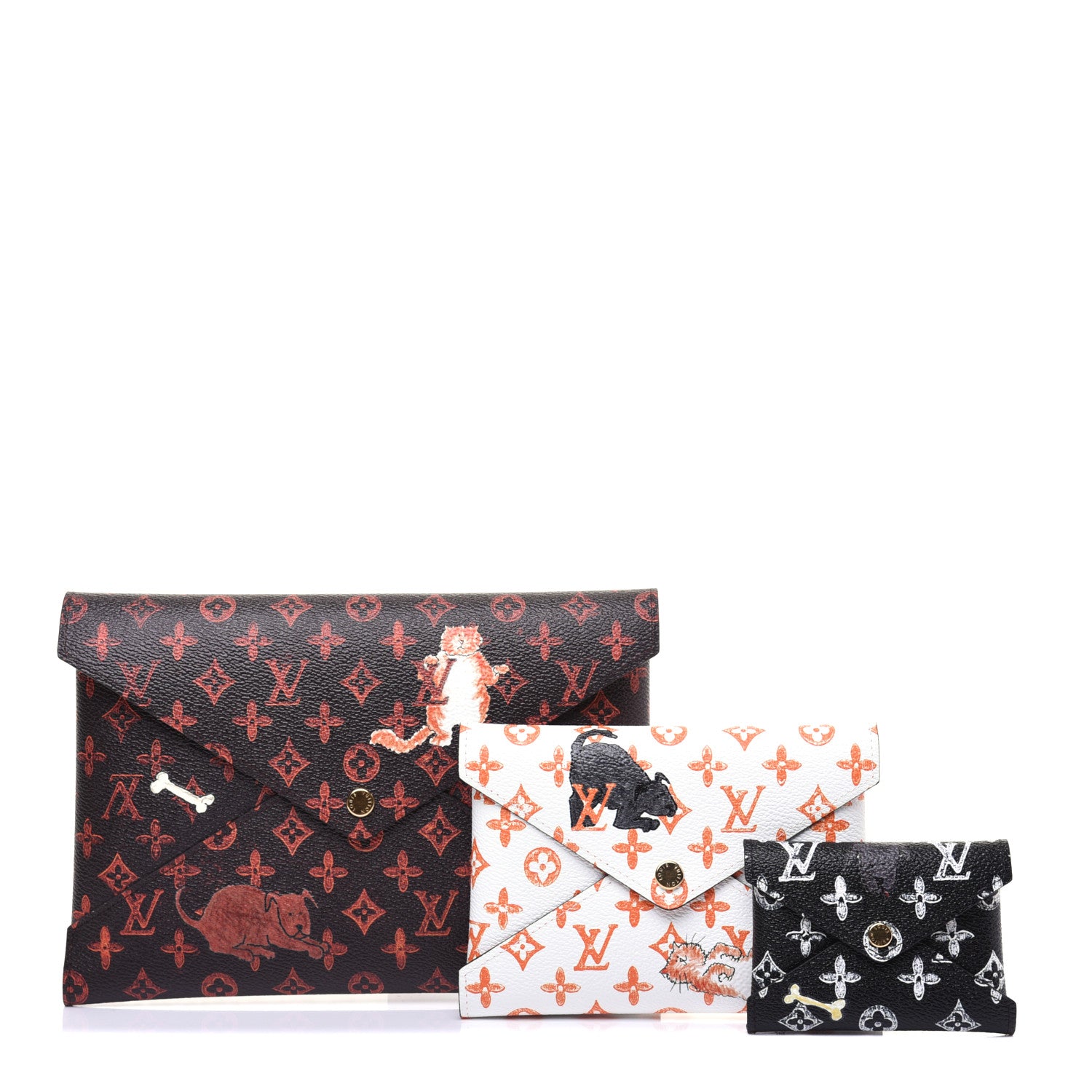 Louis Vuitton Catogram Kirigami Pochette Set Marron White Black 1 of 12