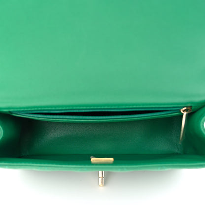 Chanel Lambskin Quilted Mini Top Handle Rectangular Flap Green 5 of 11
